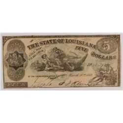 1863 $5 State of Louisana Note