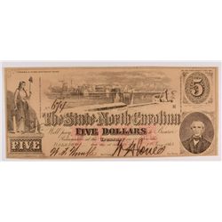 1863 $5 State of North Carolina Note CU