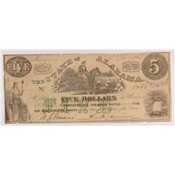1864 $5 State of Alabama Note