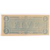 Image 2 : 1864 $5 Confederate States of American Note AU