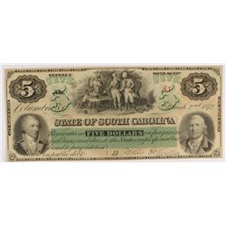 1872 $5 State of South Carolina