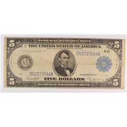 1914 $5 Federal Reserve Note Fine