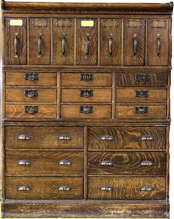 Antique Oak Stacking File Cabinet Quarter Sawn