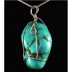 NATURAL 177.68CTW TURQUOISE WIRE WRAPPED PENDANT