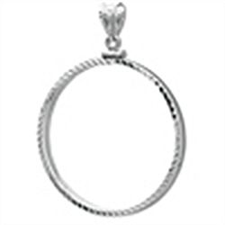 Sterling Silver Screw Top Diamond Cut Coin Bezel - 38.2