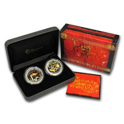 2013 1 oz Silver Australian Lunar Good Fortune 2-Coin S