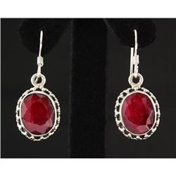 RUBY CORRUNDUM 31.43CTW SILVER HOOK EARRING
