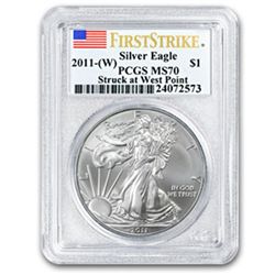 2011 (W) 1 oz Silver American Eagle MS-70 PCGS West Poi