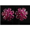 Image 1 : Cute Flower 4.95g Sterling Silver Ruby Earring 24.00ctw