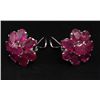 Image 2 : Cute Flower 4.95g Sterling Silver Ruby Earring 24.00ctw