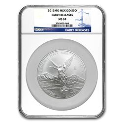 2013 5 oz Silver Mexican Libertad MS-69 NGC (ER)- Regis