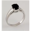 Image 1 : Sterling Silver Prong Set Ring with Dark Sapphire