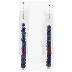 22.30ct Single Line Multi-Color Silver Hook Earring