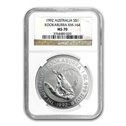 1992 1 oz Silver Australian Kookaburra - MS-70 NGC