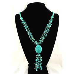 Natural 380.18ctw Turquoise Sterling Silver Necklace