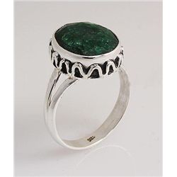 EMERALD BERYL 25.72CTW ANTIQUE LOOKS SILVER RING