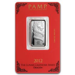 10 gram Pamp Suisse Silver Bar - Dragon (In Assay)
