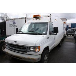 2001 FORD E-350 SUPERDUTY, CARGO VAN, WHITE VIN#1FDSE35LX1HA79321,