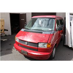 1992 VOLKSWAGEN EUROVAN CV, MOTORHOME, RED, VIN # WVZPC0701NH085310