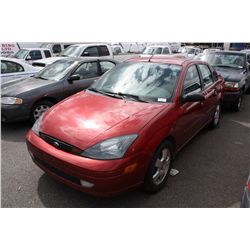 2004 FORD FOCUS ZTS 4DRSN, RED, VIN#1FAFP38344W138896,