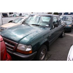 1998 FORD RANGER PU TRUCK, GREEN VIN#1FTYR1449WPA42467,