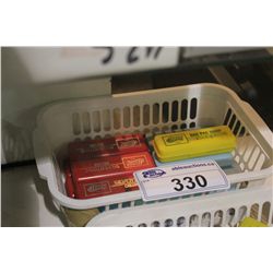 BASKET OF ASSORTED HARMONICAS