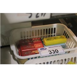 BASKET OF ASSORTED HARMONICAS