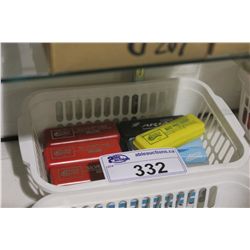 BASKET OF ASSORTED HARMONICAS