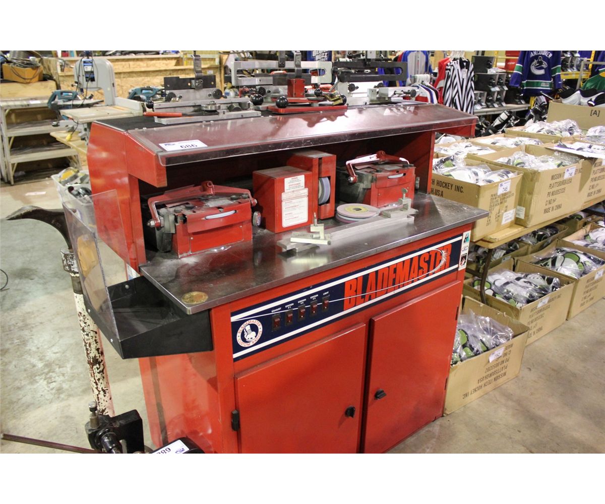 BLADEMASTER BR943XFRU CUSTOM RADIUS 3 STATION SKATE SHARPENER WITH TOOLING