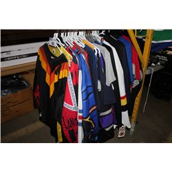 LOT OF ASSORTED HOCKEY JERSEY'S & SPORTS CLOTHING