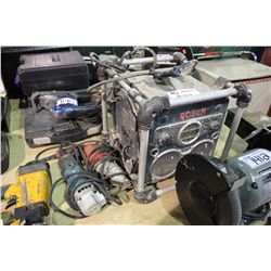 BOSCH POWERBOX RADIO, MILWAUKEE TIN SNIP & MAKITA CUTTING TOOL