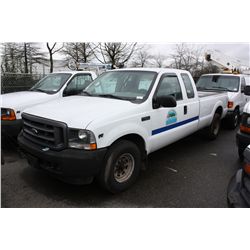 2002 FORD F250 XL SUPER DUTY, 2DR PU, WHITE, VIN#1FTNX20L32EB48897,