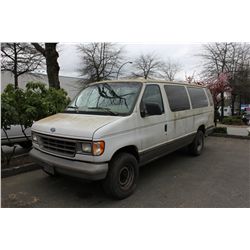 1996 FORD CLUB WAGON, CARGO VAN, WHITE VIN# 1FBJS31G9THA53382