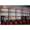 Image 2 : RUN OF 7 PALLET RACKING BAYS: INCLUDING 8 BLUE 20' UPRIGHTS AND 56 ORANGE CROSSBARS WITH DECKING