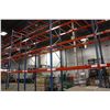 Image 2 : RUN OF 6 PALLET RACKING BAYS: INCLUDING 7 BLUE 20' UPRIGHTS AND 50 ORANGE CROSSBARS WITH DECKING
