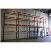 Image 2 : RUN OF 5 PALLET RACKING BAYS: INCLUDING 6 BLUE 20' UPRIGHTS AND 40 ORANGE CROSSBARS WITH DECKING