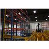 Image 1 : RUN OF 3 PALLET RACKING BAYS: INCLUDING 4 BLUE 20' UPRIGHTS AND 22 ORANGE CROSSBARS