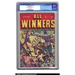 All Winners Comics #14 (Timely, 1944) CGC FN+ 6.5 Off-white pages. The Sub-Mariner, Captain Ameri...