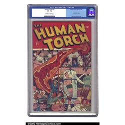 The Human Torch #19 (Timely, 1945) CGC VF- 7.5 Off-white pages. Nobody could create busy action l...