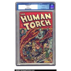 The Human Torch #21 (Timely, 1945) CGC VF- 7.5 Off-white to white pages. Alex Schomburg came up w...
