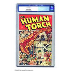 The Human Torch #21 (Timely, 1945) CGC FN/VF 7.0 Off-white to white pages. Alex Schomburg strikes...