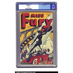 Miss Fury #7 Rockford pedigree (Timely, 1945) CGC VF/NM 9.0 Off-white pages. A very dynamic cover...