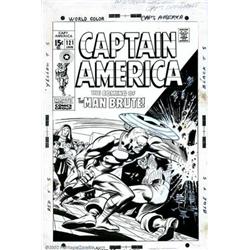Gene Colan and Joe Sinnott - Original Cover Art to Captain America #121 (Marvel, undated). Brute...