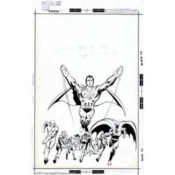 Ernie Chan and Dick Giordano - Original Cover Art to Super-Team Family #1 (DC, 1975). Superman ta...