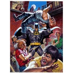 Earl Norem - Original Painting of Batman (undated).  Spectacular image of Batman battling a gang...