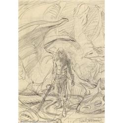 Frank Brunner - Original Preliminary Sketch for Elric Portfolio Plate (undated). After a short bu...