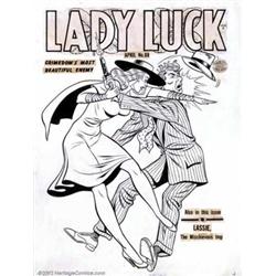 Gill Fox - Original Cover Art to Lady Luck #88 (Quality, 1950). SMACK!!! Lady Luck knows how deal...