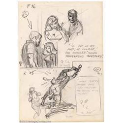 Frank Frazetta - Original Preliminary Sketch for Midwood Paperback Series #1 of 2 (1962). After l...