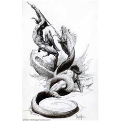 Frank Frazetta - Original Illustration (Canaveral Press, 1965). This masterful drawing of David I...