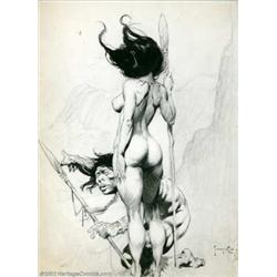 Frank Frazetta - Original Illustration (Sun Litho, 1981). Originally drawn in 1968, this exquisit...